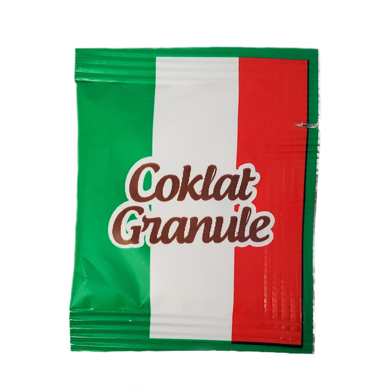 Chocolate granule in an Italy flag color scheme. 