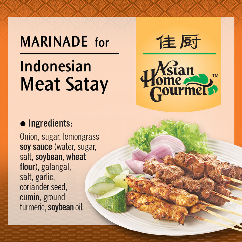 Asian Home Gourmet Marinade for Indonesian Meat Satay ingredients list. 